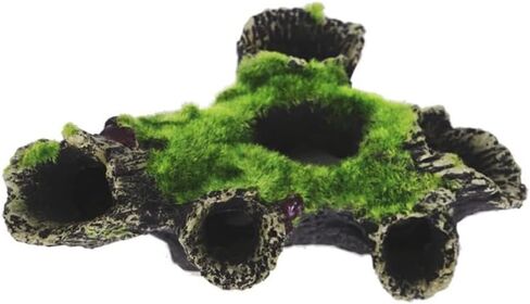 قطعة واحدة مصنوعة يدويًا لحوض السمك الاصطناعي على شكل شجرة من الراتينج ومنزل شجرة الطحلب ومحاكاة الأسماك والروبيان وإكسسوارات تزيين خزان الأسماك الفريدة، باللون الأخضر in Kuwait