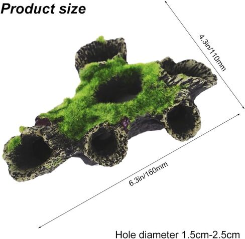 قطعة واحدة مصنوعة يدويًا لحوض السمك الاصطناعي على شكل شجرة من الراتينج ومنزل شجرة الطحلب ومحاكاة الأسماك والروبيان وإكسسوارات تزيين خزان الأسماك الفريدة، باللون الأخضر in Kuwait