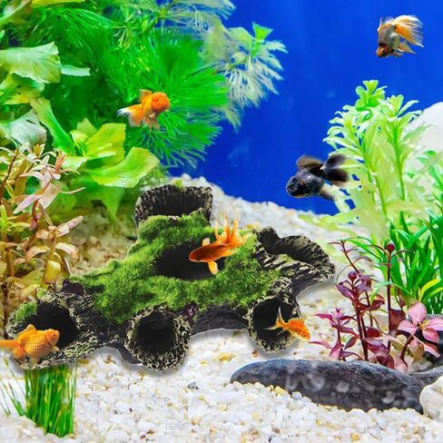 قطعة واحدة مصنوعة يدويًا لحوض السمك الاصطناعي على شكل شجرة من الراتينج ومنزل شجرة الطحلب ومحاكاة الأسماك والروبيان وإكسسوارات تزيين خزان الأسماك الفريدة، باللون الأخضر in Kuwait