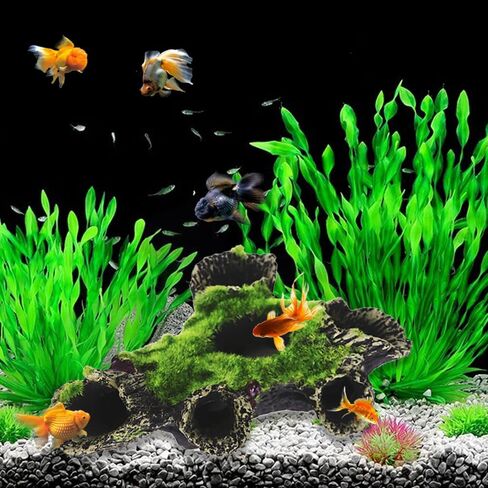 قطعة واحدة مصنوعة يدويًا لحوض السمك الاصطناعي على شكل شجرة من الراتينج ومنزل شجرة الطحلب ومحاكاة الأسماك والروبيان وإكسسوارات تزيين خزان الأسماك الفريدة، باللون الأخضر in Kuwait