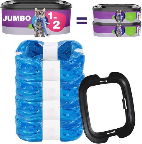 Jumbo 6-Pack 26FT Jumbo Cat Litter Refill Bags Compatible with Litter Cat Genie Standard Pail, Plus and XL+ Pail, XL Pails Cat Litter Bags, with a Disposable cap in Saudi Arabia