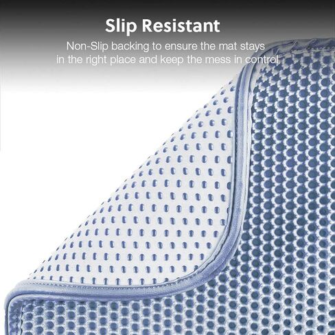 بساط فضلات القطط من WePet، بساط محاصرة فضلات القطط، طبقة مزدوجة على شكل قرص العسل، تصميم جيب ذكي، بدون فثالات، مقاوم للماء للبول، سهل التنظيف، تحكم في الخدش، XXL 45 × 35 بوصة، أزرق in Kuwait