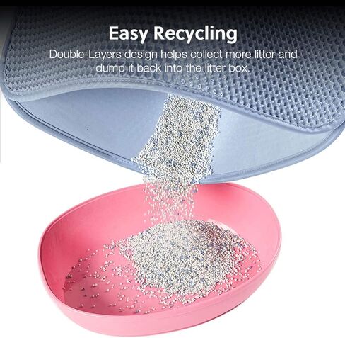 بساط فضلات القطط من WePet، بساط محاصرة فضلات القطط، طبقة مزدوجة على شكل قرص العسل، تصميم جيب ذكي، بدون فثالات، مقاوم للماء للبول، سهل التنظيف، تحكم في الخدش، XXL 45 × 35 بوصة، أزرق in Kuwait