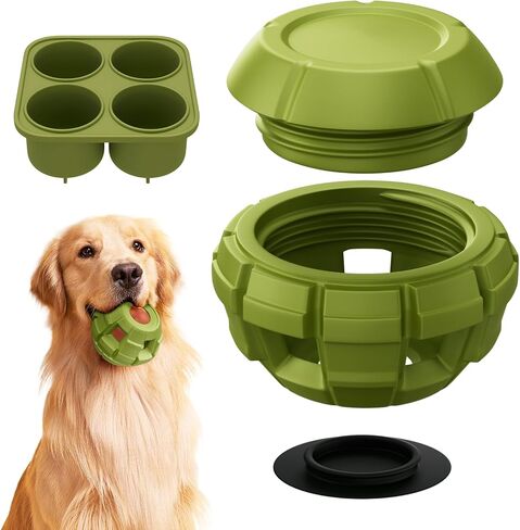 Frozen Treat Dog Toys Large Enrichment Interactive Dog Toys to Keep Them Busy with 4 Popsicles Molds Fillable Rubber Dog Chew Toys for Aggressive Chewers Silicone Dog Toys, Dishwasher Safe in Saudi Arabia