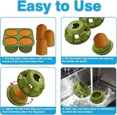 Frozen Treat Dog Toys Large Enrichment Interactive Dog Toys to Keep Them Busy with 4 Popsicles Molds Fillable Rubber Dog Chew Toys for Aggressive Chewers Silicone Dog Toys, Dishwasher Safe in Saudi Arabia