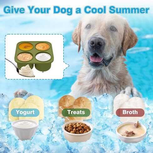 Frozen Treat Dog Toys Large Enrichment Interactive Dog Toys to Keep Them Busy with 4 Popsicles Molds Fillable Rubber Dog Chew Toys for Aggressive Chewers Silicone Dog Toys, Dishwasher Safe in Saudi Arabia