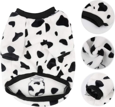 ملابس Idepet للكلاب والقطط، سترة معطف، سترة أبقار حليب، أزياء كرتونية ناعمة دافئة من الصوف المرجاني للحيوانات الأليفة، ملابس شتوية للحفلات، ملابس بذلة من القماش للجرو (متوسط، أبيض) in Kuwait