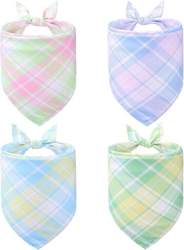 KOOLTAIL Valentines Day Dog Bandanas 4 Pack, Soft Breathable Pet Triangle Scarf, Pink Heart Pattern Holiday Costume, Washable Puppy Kerchief Bibs,Handkerchief for Girl Boy Small Medium Large Dogs Cats in Kuwait