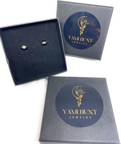 مجوهرات YAMI HUNT، أقراط مصنوعة يدويًا، أقراط من العقيق، 6 مم، مملوءة بالذهب عيار 14 قيراط، مسمار صغير من العقيق، أقراط سوداء، أقراط من العقيق، حجر العقيق in Saudi Arabia
