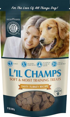 علاجات التدريب الناعمة والرطبة من American Kennel Club Lil Champs، نكهة الديك الرومي، جميع أحجام السلالات، 12 أونصة in Kuwait