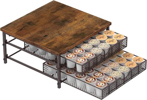 MOOACE Coffee Pod Holder for K Cup Holder Drawer Holder, Coffee Pod Drawer For Counter, 2 Tier K-Cup Storage With Sliding Baskets, 72 Capacity Pods Organizer Cups Capsule for Coffee Station, Black in Saudi Arabia