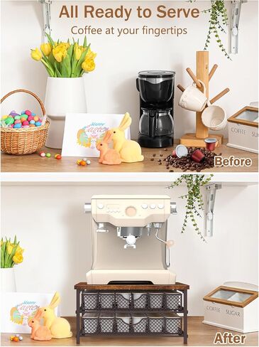 MOOACE Coffee Pod Holder for K Cup Holder Drawer Holder, Coffee Pod Drawer For Counter, 2 Tier K-Cup Storage With Sliding Baskets, 72 Capacity Pods Organizer Cups Capsule for Coffee Station, Black in Saudi Arabia