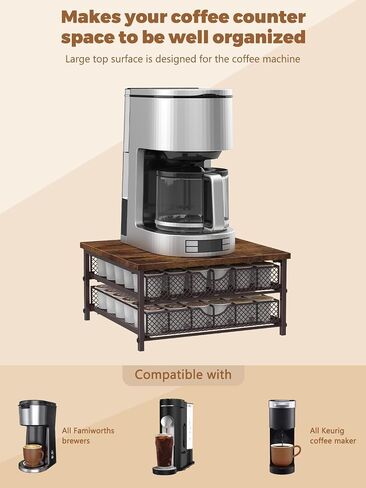 MOOACE Coffee Pod Holder for K Cup Holder Drawer Holder, Coffee Pod Drawer For Counter, 2 Tier K-Cup Storage With Sliding Baskets, 72 Capacity Pods Organizer Cups Capsule for Coffee Station, Black in Saudi Arabia