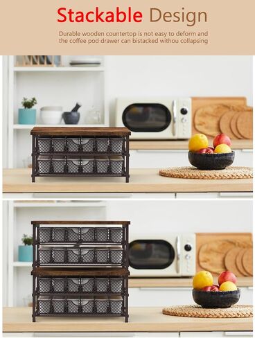 MOOACE Coffee Pod Holder for K Cup Holder Drawer Holder, Coffee Pod Drawer For Counter, 2 Tier K-Cup Storage With Sliding Baskets, 72 Capacity Pods Organizer Cups Capsule for Coffee Station, Black in Saudi Arabia
