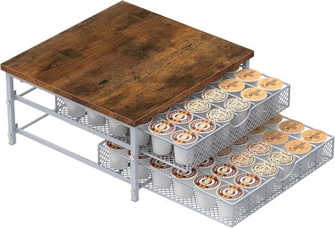 MOOACE Coffee Pod Holder for K Cup Holder Drawer Holder, Coffee Pod Drawer For Counter, 2 Tier K-Cup Storage With Sliding Baskets, 72 Capacity Pods Organizer Cups Capsule for Coffee Station, Black in Saudi Arabia