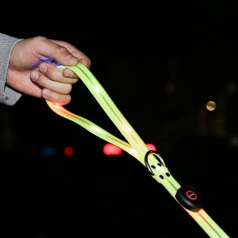 مقود كلب مضاء بإضاءة LED متعدد الألوان بمنفذ USB للشحن، مقود كلب مضاء بمقبض مطاطي، لأصحاب الكلاب لحمله. سهل الاستخدام، ما عليك سوى ربطه بالطوق والمشي مع كلبك. in Saudi Arabia