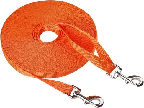 مقود ثينك بت نايلون للكلاب بمقبض، مشبكين معدنيين على شكل حرف D بطول 66 قدم، مقود خفيف الوزن طويل للغاية للكلاب والقطط الصغيرة والمتوسطة الحجم، برتقالي in Kuwait