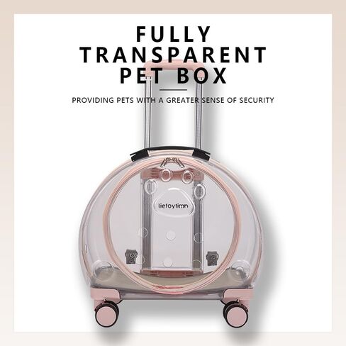 Portable pet Trolley Box, cat Stand, Retractable Trolley Box with Silent Wheels, pet Outdoor Backpack, Bubble Box, Comfortable and Breathable, Suitable for Small Cats, Dogs, Rabbits (Light Pink) in Saudi Arabia