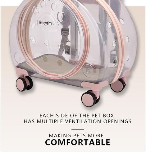 Portable pet Trolley Box, cat Stand, Retractable Trolley Box with Silent Wheels, pet Outdoor Backpack, Bubble Box, Comfortable and Breathable, Suitable for Small Cats, Dogs, Rabbits (Light Pink) in Saudi Arabia