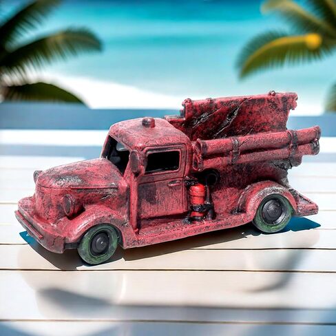 Tank Decorations, Red Truck Wreck Figurine, Aquarium Ornament Large Fish Tank Decoration in Saudi Arabia