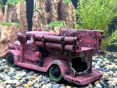 Tank Decorations, Red Truck Wreck Figurine, Aquarium Ornament Large Fish Tank Decoration in Saudi Arabia