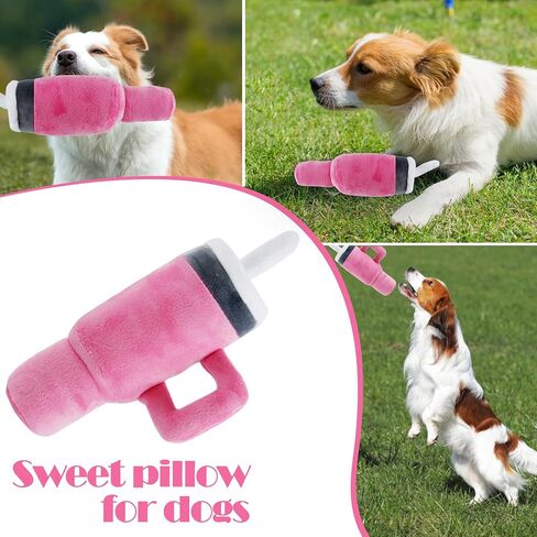 Cute Dog Toys Cup, Soft Tumbler Dog Toys with Handle, Interactive Bite Resistant and Stress Relieving Dog Squeaky Toys, Perfect for Small Dogs/Large Dogs/Medium Size Dog (1 Pink) in Saudi Arabia