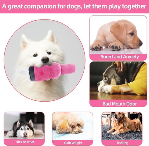 Cute Dog Toys Cup, Soft Tumbler Dog Toys with Handle, Interactive Bite Resistant and Stress Relieving Dog Squeaky Toys, Perfect for Small Dogs/Large Dogs/Medium Size Dog (1 Pink) in Saudi Arabia
