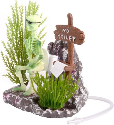 RUIAN Aquarium Decoration,Pirate Skeletons on Toilet Live Action Aquarium Air Driven Ornaments (White) in Saudi Arabia