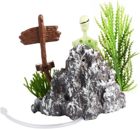 RUIAN Aquarium Decoration,Pirate Skeletons on Toilet Live Action Aquarium Air Driven Ornaments (White) in Saudi Arabia