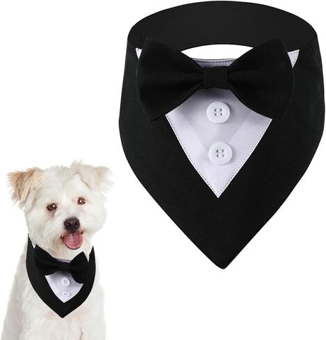 Dog Tuxedo,Formal Dog Tuxedo Adjustable Pet Collar with Bow, Dog Wedding Bandana,Adjustable Dog Tux Formal Dog Costumes for Small Medium Dogs Pets in Kuwait