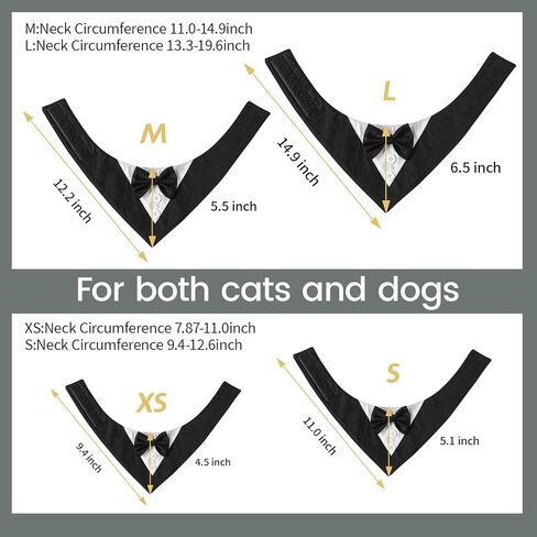 Dog Tuxedo,Formal Dog Tuxedo Adjustable Pet Collar with Bow, Dog Wedding Bandana,Adjustable Dog Tux Formal Dog Costumes for Small Medium Dogs Pets in Kuwait