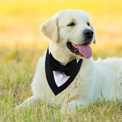 Dog Tuxedo,Formal Dog Tuxedo Adjustable Pet Collar with Bow, Dog Wedding Bandana,Adjustable Dog Tux Formal Dog Costumes for Small Medium Dogs Pets in Kuwait
