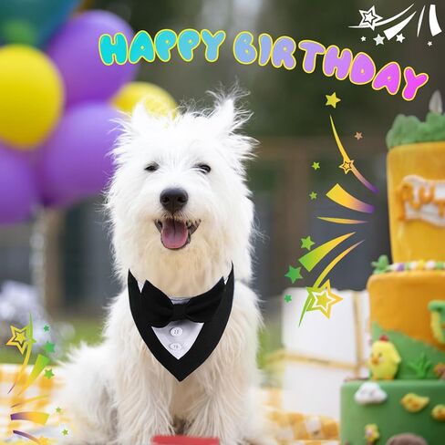 Dog Tuxedo,Formal Dog Tuxedo Adjustable Pet Collar with Bow, Dog Wedding Bandana,Adjustable Dog Tux Formal Dog Costumes for Small Medium Dogs Pets in Kuwait