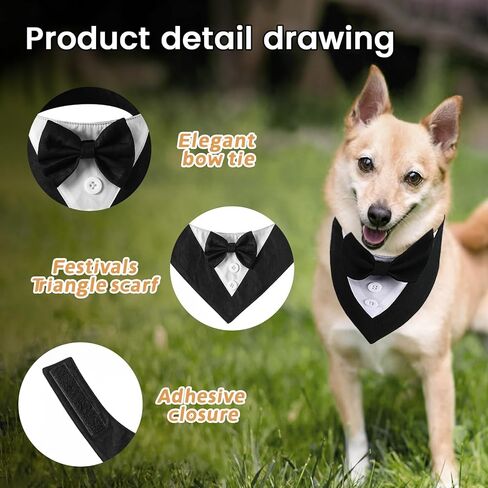 Dog Tuxedo,Formal Dog Tuxedo Adjustable Pet Collar with Bow, Dog Wedding Bandana,Adjustable Dog Tux Formal Dog Costumes for Small Medium Dogs Pets in Kuwait