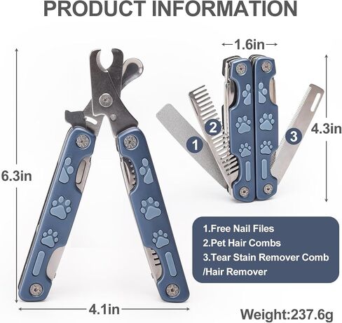 Dog Nail Clipper,4 in 1 Multifunction Pet Nail Clippers Heavy Duty Metal Dog Nail Trimmers Perfect for Large, Medium and Small Breed – Dog Nail Trimmers Designed for Thick Toenails in Saudi Arabia