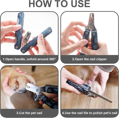 Dog Nail Clipper,4 in 1 Multifunction Pet Nail Clippers Heavy Duty Metal Dog Nail Trimmers Perfect for Large, Medium and Small Breed – Dog Nail Trimmers Designed for Thick Toenails in Saudi Arabia