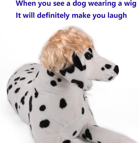 Funny Cosplay Wig for Dog, Headwear Apparel, Pet Costumes, Cat Dress up for Halloween, Christmas, Parties, Festivals (Golden Straight Hair) in Saudi Arabia