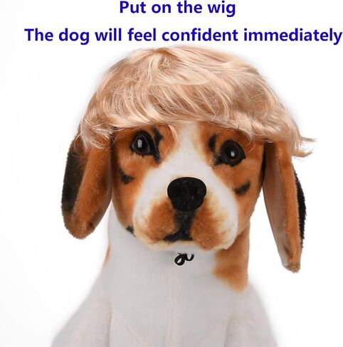Funny Cosplay Wig for Dog, Headwear Apparel, Pet Costumes, Cat Dress up for Halloween, Christmas, Parties, Festivals (Golden Straight Hair) in Saudi Arabia