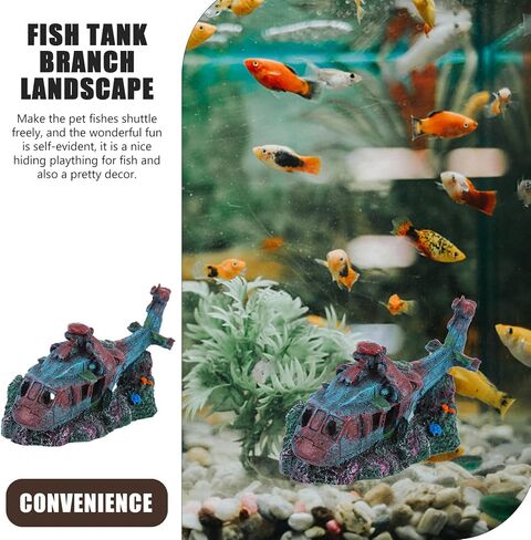 fish tank landscaping decoration aquarium airplane wreck plane aquarium decorations fish tank rest fish tank shelter ornament desk topper resin fighter decor Accessories shipwreck in Saudi Arabia