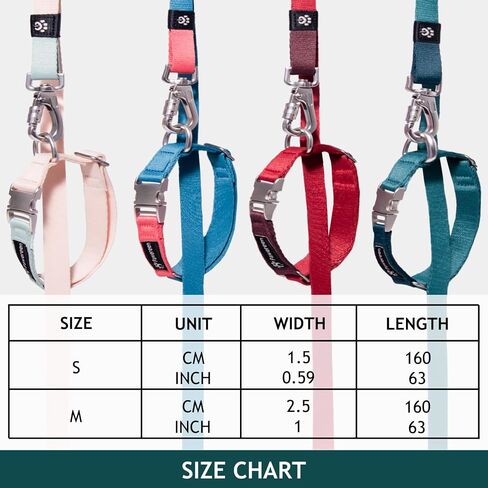 Dog Leash, Eco-Friendly Recycled Polyester Webbing | Soft Hypoallergenic, Durable Metal Swivel Hook, Collar Attachable, 5.2 ft Length | Size M, Dark Sea in Saudi Arabia