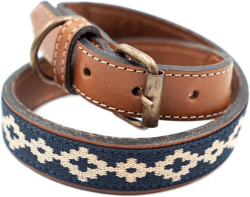 Polo Dog Leather Collar Guarda Pampa (Blue/Red, Large) in Saudi Arabia