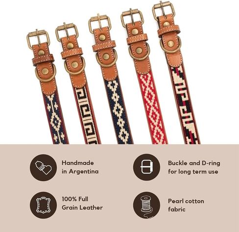 Polo Dog Leather Collar Guarda Pampa (Blue/Red, Large) in Saudi Arabia