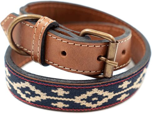 Polo Dog Leather Collar Guarda Pampa (Blue/Red, Large) in Saudi Arabia