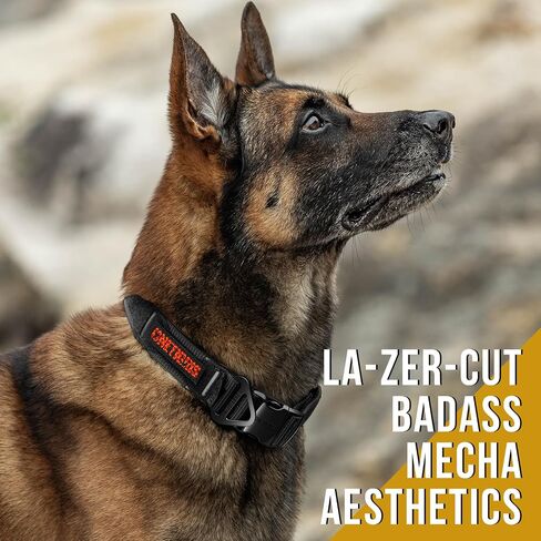 OneTigris Tactical Dog Collar for Large Dogs Military Heavy Duty Metal Buckle Collar X11 for Training, with Reflective Strips& Patch Panel in Saudi Arabia