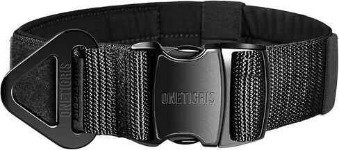 OneTigris Tactical Dog Collar for Large Dogs Military Heavy Duty Metal Buckle Collar X11 for Training, with Reflective Strips& Patch Panel in Saudi Arabia