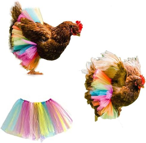 Funny Chicken Tutu Skirt Princess Dress Hen Feather Protector Skirt Set Hen Decor for Chicken Clothes Rainbow Dress for Cute l Animal 3 Sizes L in Saudi Arabia