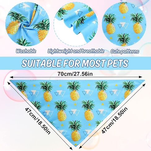 Whaline 8 Pieces Summer Dog Bandanas Hawaiian Style Dog Scarf Washable Pineapple Watermelon Fruit Pet Neckerchief Triangle Dog Bibs Assortment Puppy Kerchief Accessories for Pet Costume Supply in Saudi Arabia