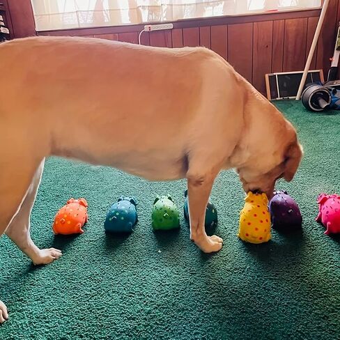Dog Squeaky Toy, Dots Latex Dog Chew Toys with a Oinks Sound Squeaker Grunting Pig Dog Toy Durable Self Play 8" Dog Squeeze Toy for Dental Biting Chasing to Kill Boring Time in Saudi Arabia