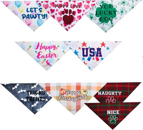 Holiday Pet Bandana Set - 9 Festive Bandanas for Dogs and Cats-Small in Saudi Arabia