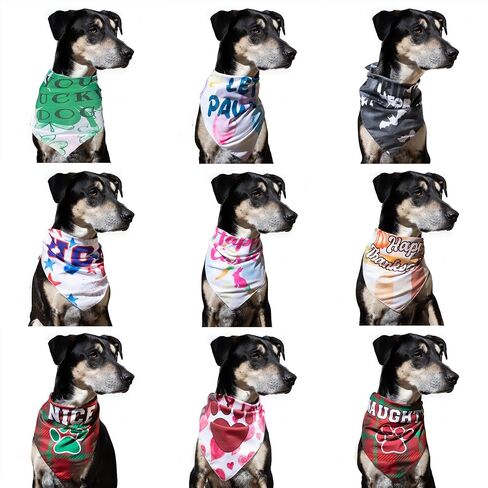 Holiday Pet Bandana Set - 9 Festive Bandanas for Dogs and Cats-Small in Saudi Arabia